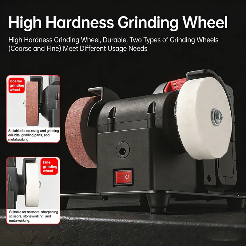 Dual-Wheel Tabletop Mini Sharpening Machine 6000r/min Multi-functional Polishing and Grinding Machine With One Battery EU Plug