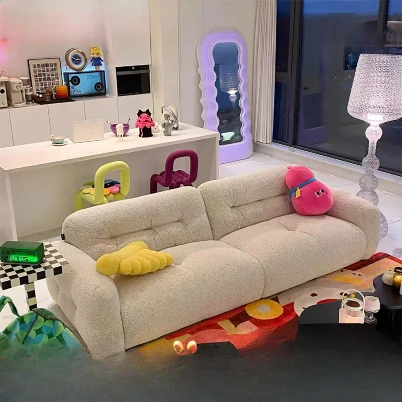 

Simple Person Three Sofa Cloud Fabric French Velvet White Sofa Back Support Sofas Modernos Para Sala Apartment Furniture