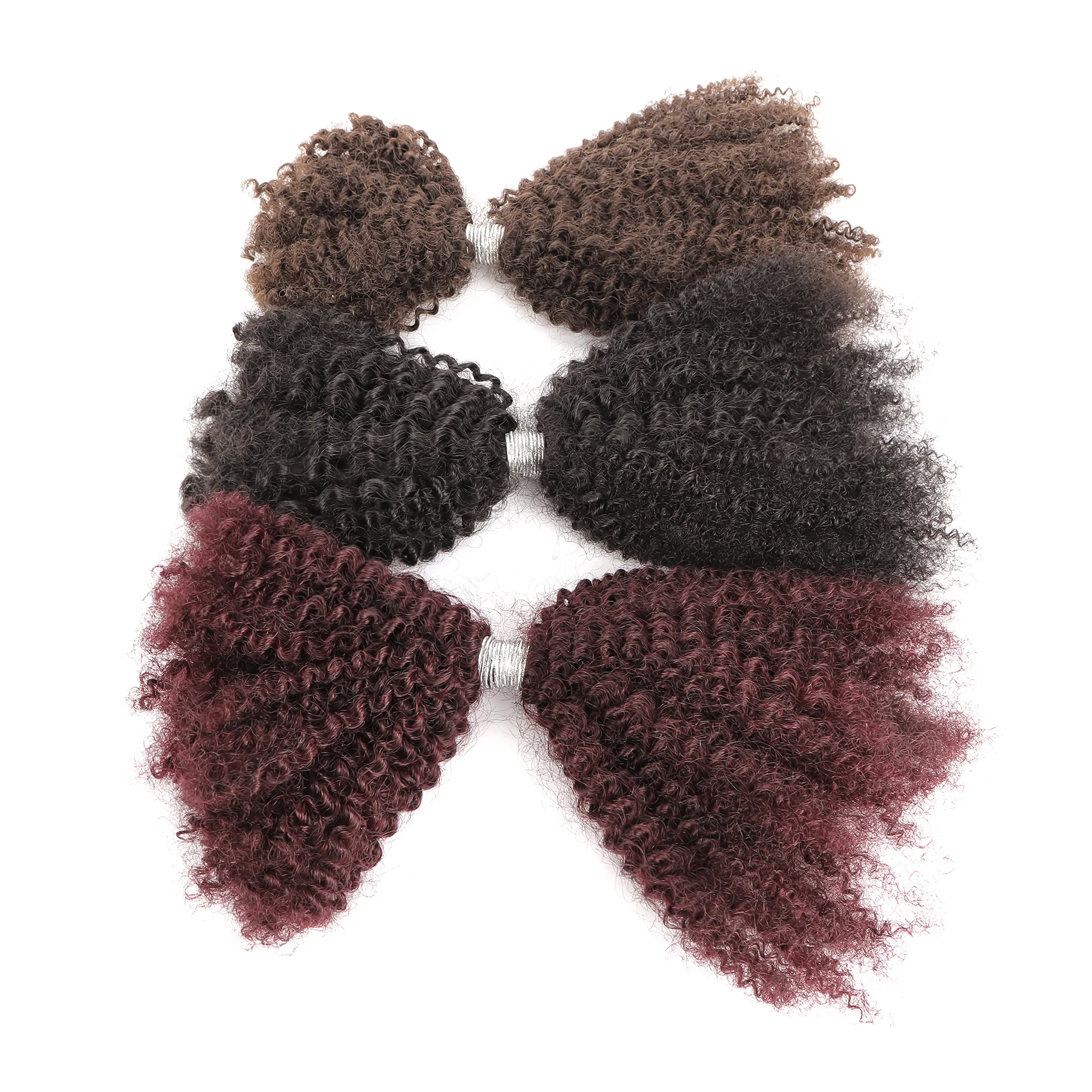 AHVAST 350 color afro kinky hair bulk 4c texture natural human hair brazilian remy human hair bundles