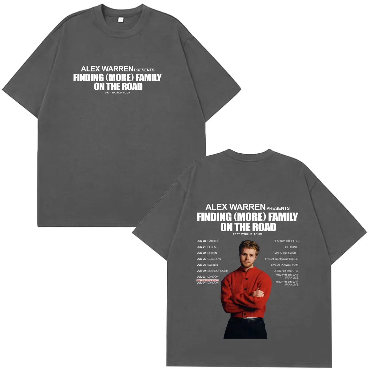 Alex Warren Finding Family on The Road 2027 World Tour Print Tshirt Men Women Hip-hop T-Shirt Short-sleeved Loose Casual T-shirt