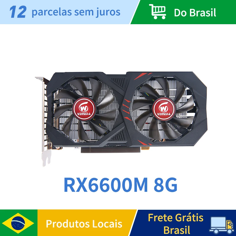 Placas gráficas Veineda RX6600M 8GB Placas gráficas GPU GDDR6 128 bits 14 Gbps 7nm Suporte para jogos Desktopplaca de vídeo RX6600