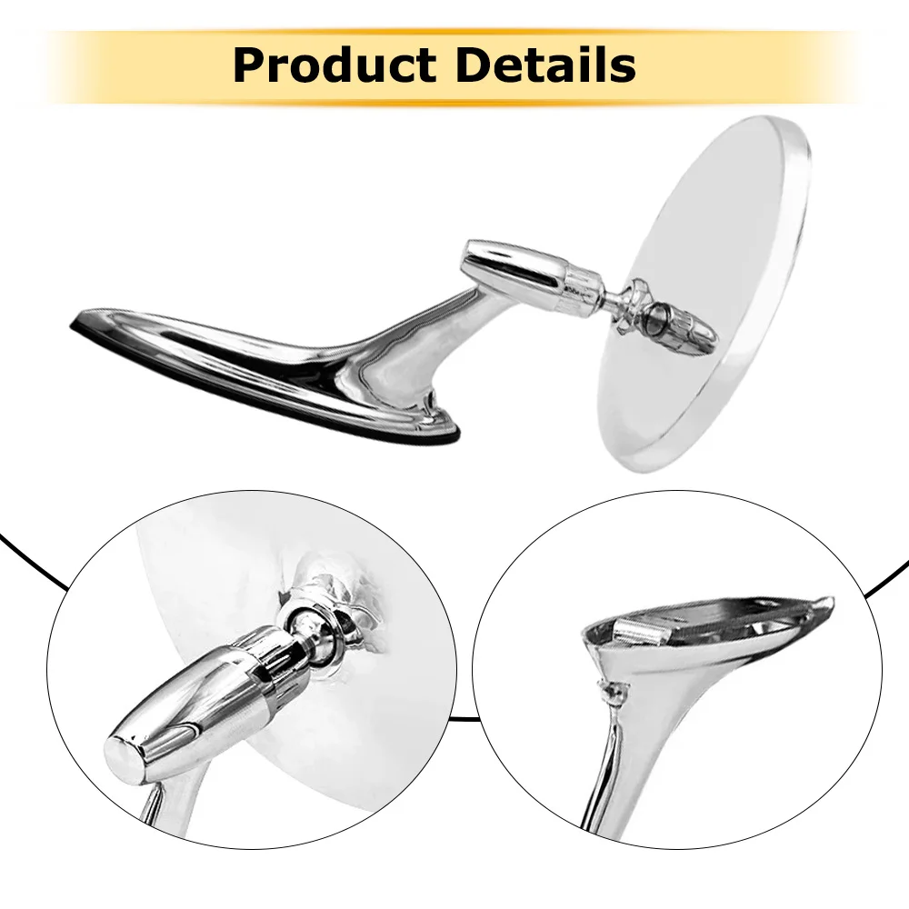 Car Door Side Mirrors for Chevrolet Impala Corvair Chevy II Biscayne Chevelle Nova Chrome Circular Rearview Convex Mirror view 6