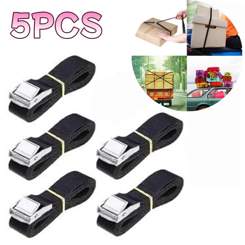 Black Buckle Tie-Down Strap Strong Ratchet Belt with Metal Buckle for Cars Motorcycles Bicycles Tow Rope for Luggage Bags