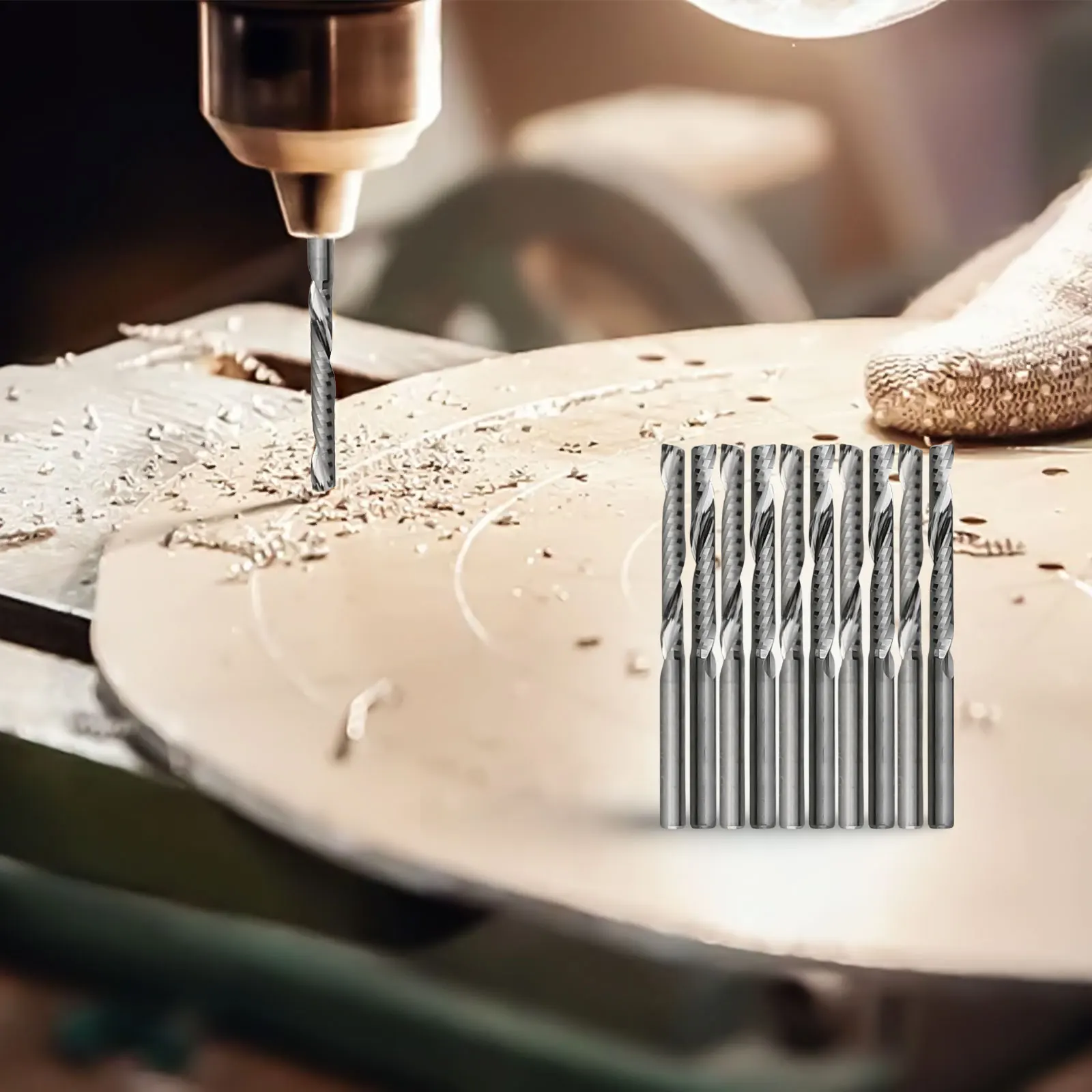 

Carbide End Spiral Mill CNC Acrylic Wood Router Bit Sliver 10pcs Inch Blade Shank 1 Flute Metal 3.175MM Latest