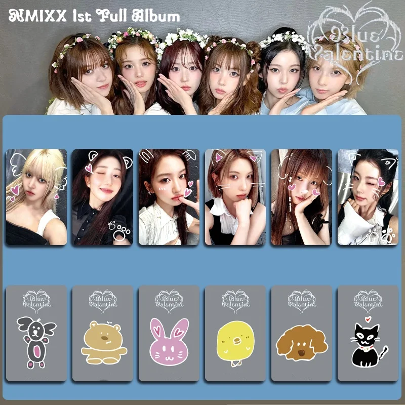 โฟโต้การ์ดอัลบั้มเต็มชุดแรกของวงบลู (NMIXX) รุ่นวาเลนไทน์ พิมพ์สองด้าน ฟิล์มด้าน คิวจิน จีวู ของสะสมสำหรับแฟนคลับ ของขวัญ