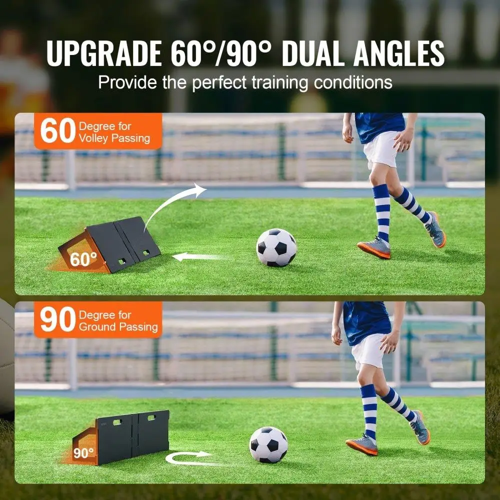 Dinding Rebound Sepak Bola Portabel 45X13 Inci dengan Desain Lipat 2 Sudut Tahan Lama Ringan untuk Pelatihan Profesional