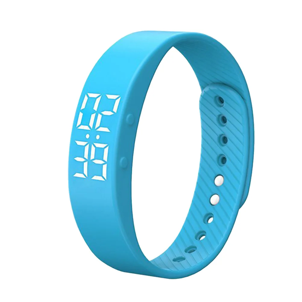 Blue Silicone Sports Smart Watch Waterproof Led Fitness Step Counter For Distance Calories Burned Monitoring