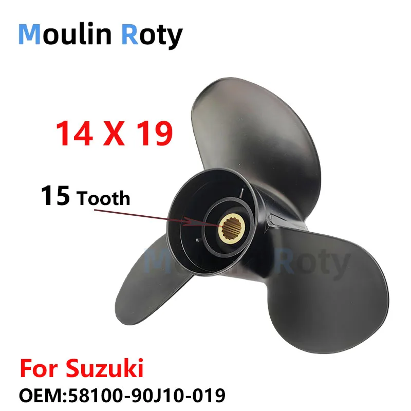 Marine Propeller 14X19 for Suzuki Dt90-Dt140 3 Blades Aluminum 15 Tooth Rh Oem No.: 58100-90J10-019 14X19