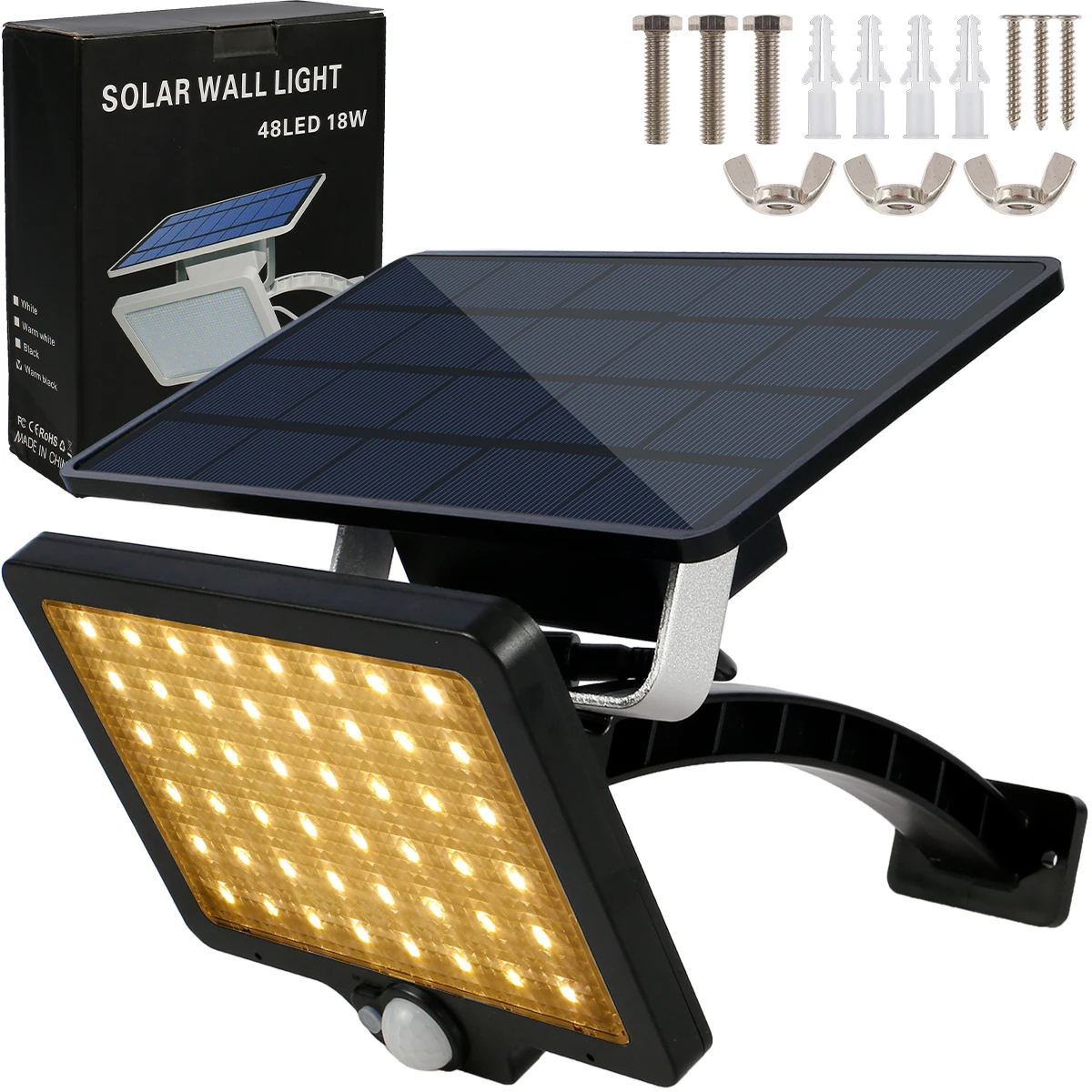 Solar Wall Lamp 48LED Security Lights Indoor Light Solar Wall Lamp Flood Lights with Separate Solar Panel 3M Cable