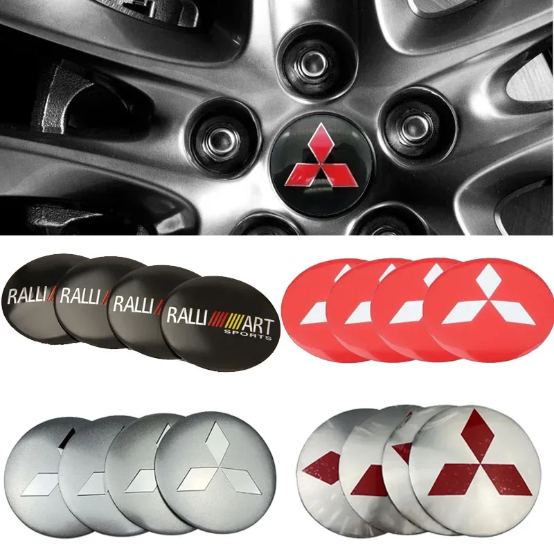 56/60/65mm Aluminium Car Wheel Center Caps Sticker for Mitsubishi ASX Lancer L200 Pajero Outlander Eclipse Galant Ralliart