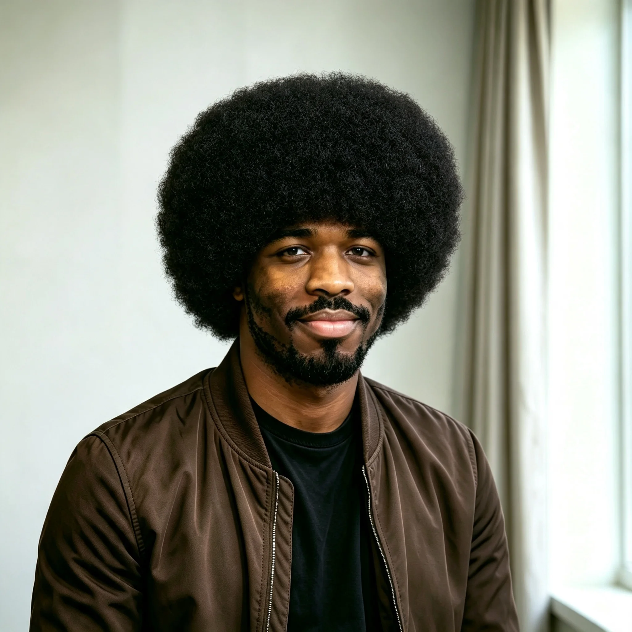 Men Short Black Afro Wig With Fringe 6Inch 180% Density Full Machine Made Voluminous Kinky Curly Human Hair Wig For Disco Party