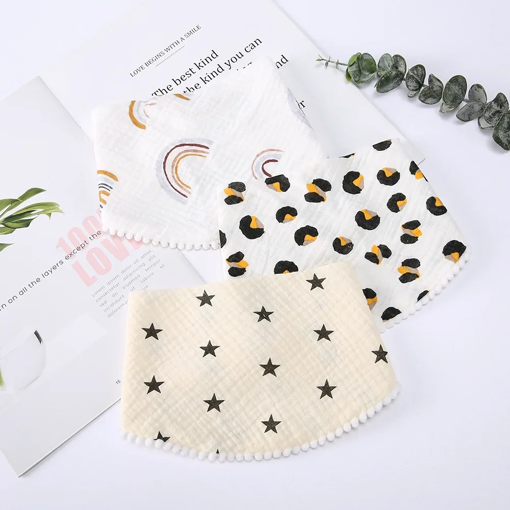 Baby Muslin Burp Cloth Cotton Gauze Plain Printed Bib Lace Ruffle Ball Saliva Towel Multi-color Infant Accesorios Bebe