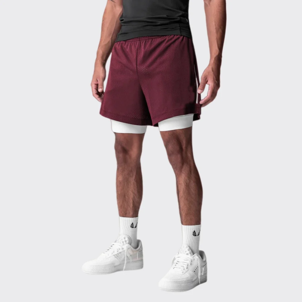 Quick Dry Double Layer Fitness Shorts Men Summer Sports Running Shorts Lightweight Breathable Beach Short Pants Male Sportswear