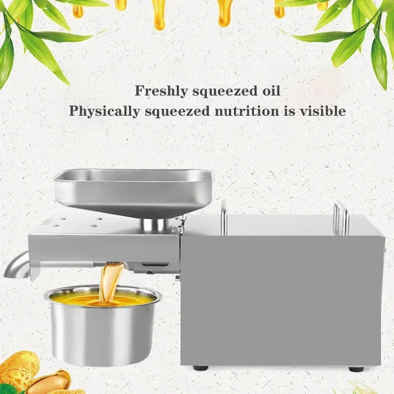 Oil Press Automatic Household Flaxseed Peanut Oil Press Temperature Control Oil Press for 600W (MAX) Configuration plug