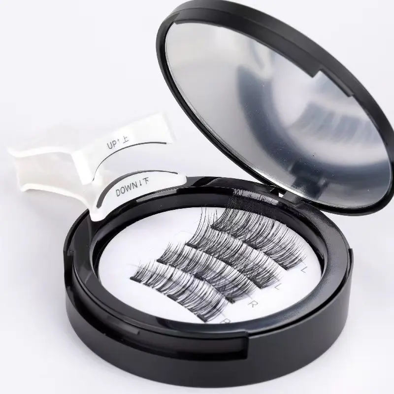 HBZGTLAD ขนตาแม่เหล็กแบบใช้ซ้ำได้ 4 คู่ ไม่ต้องใช้กาว ขนตาบนหนาเป็นธรรมชาติ พร้อมแหนบแม่เหล็ก อุปกรณ์แต่งหน้า