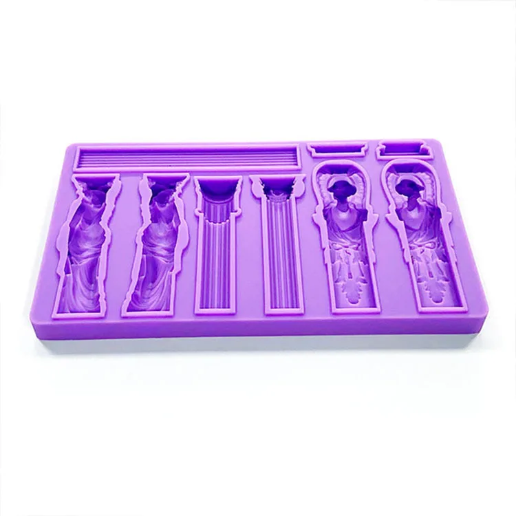 Mirosie European Style Retro Greek Mythology Roman Column Plaster Column Frame Wedding Chocolate Fondant Silicone Mold Cake Tool