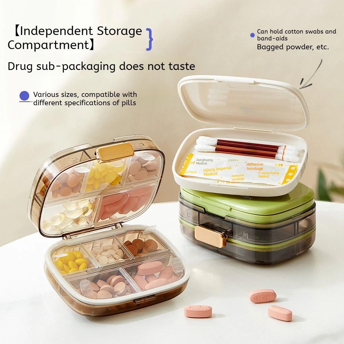 

Дорожный футляр для таблеток, органайзер для хранения лекарств, контейнер, диспенсер для таблеток с лекарствами, независимая решетчатая коробка для таблеток, коробка для таблеток с 10 отделениями