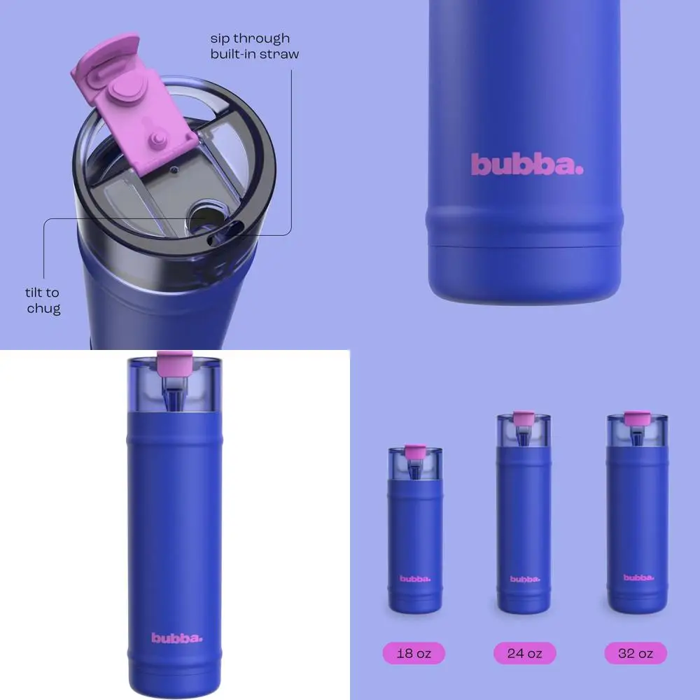 

24 oz Insulated Stainless Steel Dual-Sip Water Bottle with Straw - Reusable, Leakproof, Lightweight, Dishwasher Safe, Lead-Free,