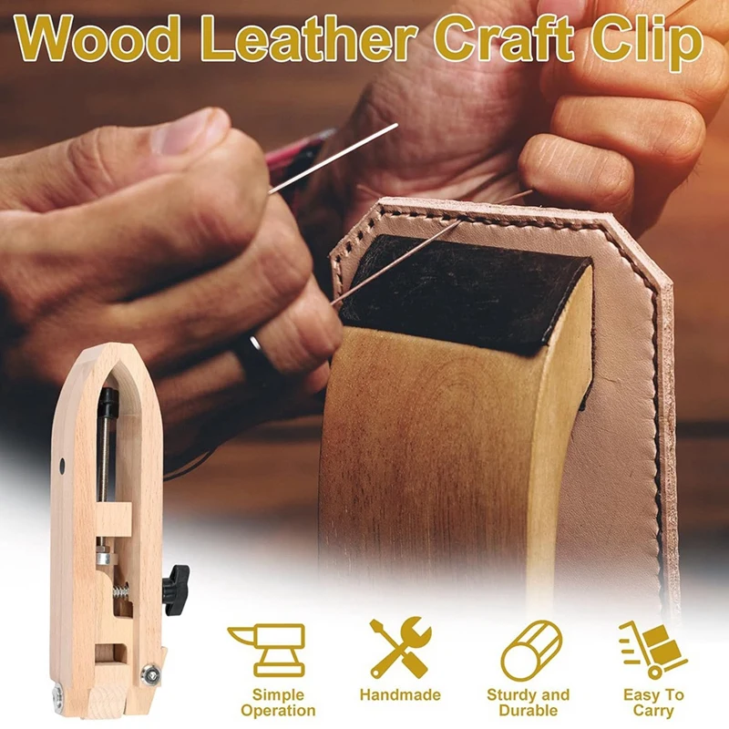 Foldable Beech Wood Leather Stitching Clamp Adjustable Leather Sewing Professional Leather Working Tools