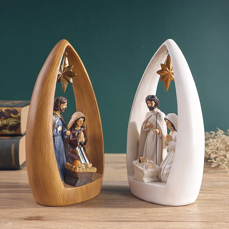 

Jesus Birth Scene Desktop Decor Holy Family Nativity Scene Resins Figurine Ornament Centerpieces Easter Holiday Gift