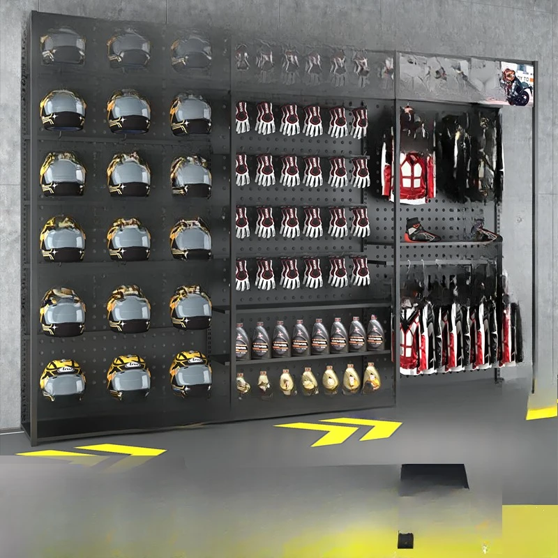 

Locomotive helmet display rack, sports men's and women's clothing store display cabinet, locomotive accessories roller skate