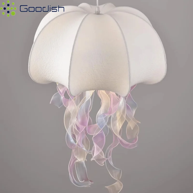 

Modern Luxury Nordic Style Silk Umbrella Jellyfish Shaped LED Pendant Lights Art Lamp for Living Room Home Decoration Chandelier