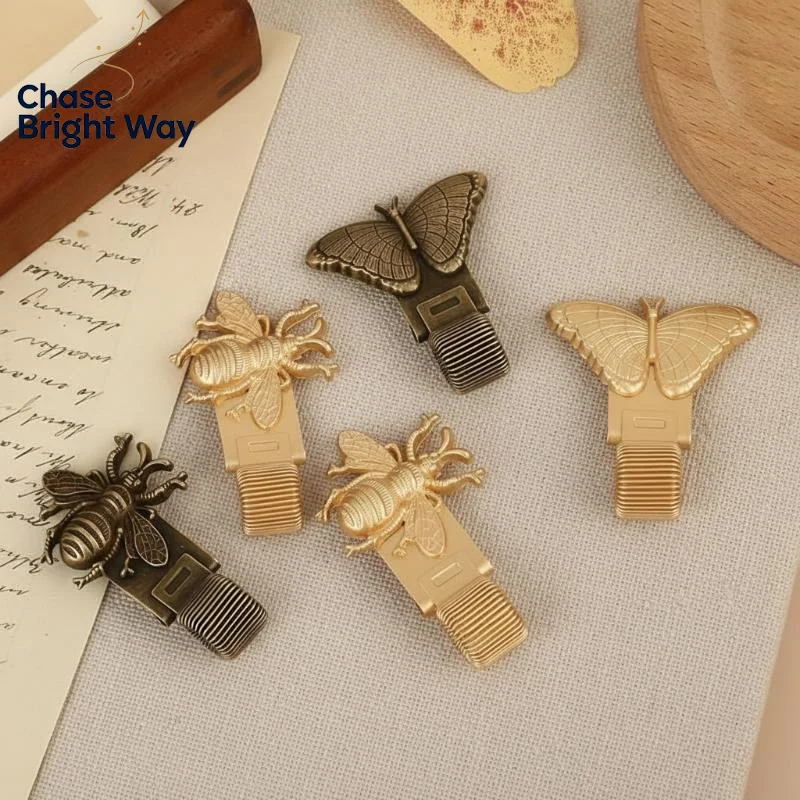 Vintage Insect Metal Pen Clip 1pc Spring Loaded Lightweight Pen Holder for DIY Scrapbook Notebook Journal Stationery