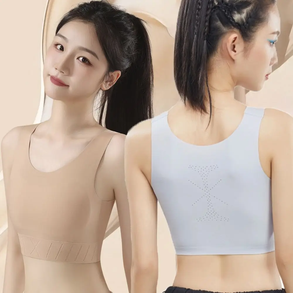 

Simple Breast Binding Wireless Sport Bra Ice Silk Ultra-thin Underwear for Women Slim Lingerie Girls Seamless Bra Girl