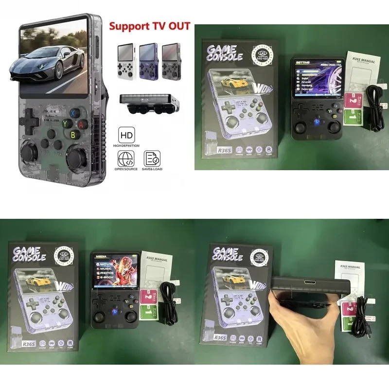 R36S R36 HD 3.5 inch IPS screen portable handheld video game console retro handheld Linux system game console supports TV