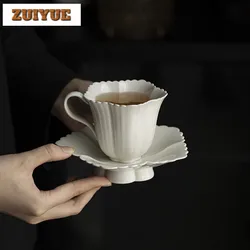 Retro Grass Wood Gray Glazed Coffee Cup Holder Set Handmade Breakfast Mug Cup Tea Bowl with Saucer Kit Work Office Mug Water Cup