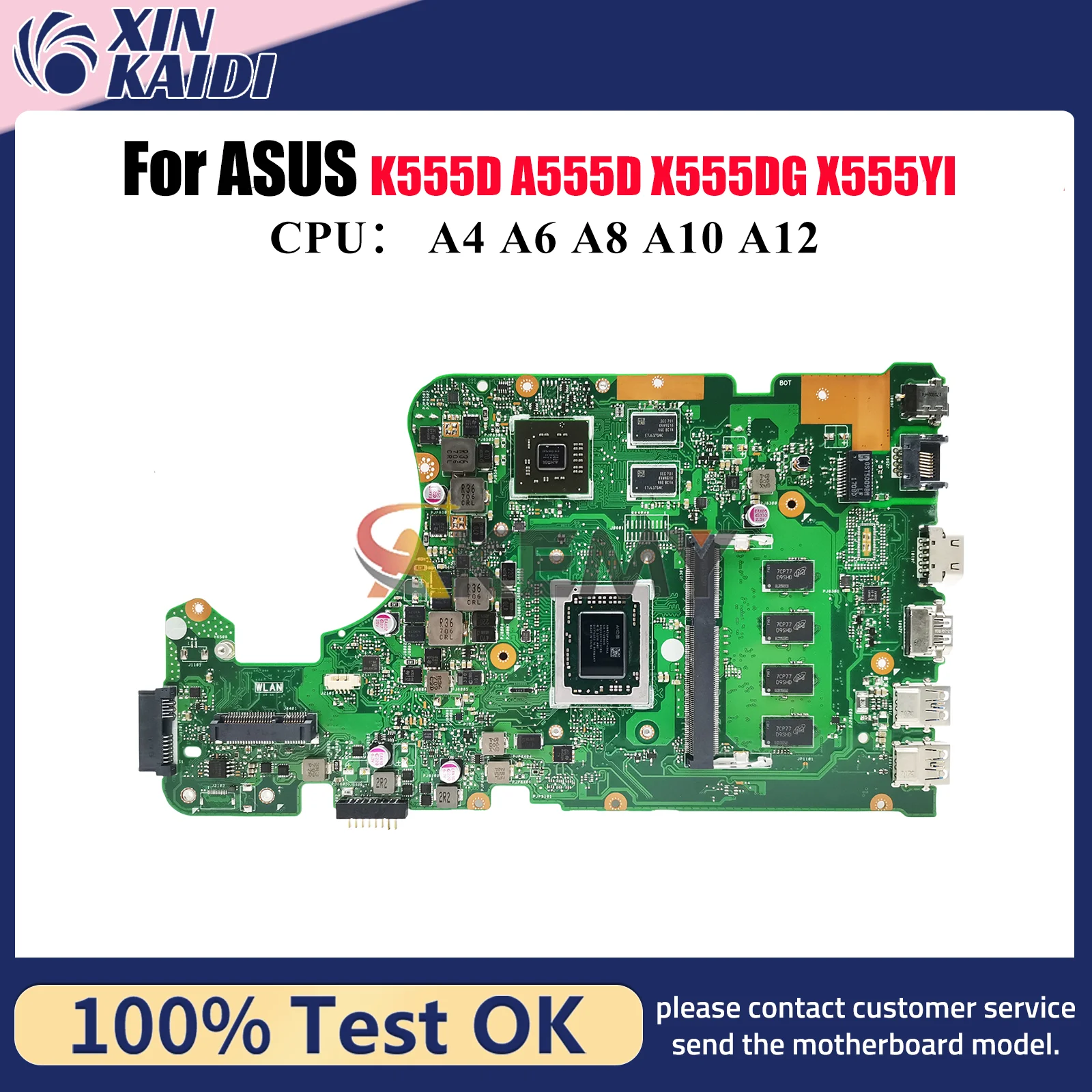 

X555DG Laptop Motherboard For ASUS VivoBook X555DG X555YA A555D K555D X555YI X555D Notebook Mainboard With A4 A6 A8 A10 A12 CPU