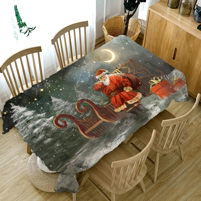 Christmas Pattern Tablecloth Antifouling Creative Santa Claus Tablecloth Nordic New Year Restaurant Decoration Accessories