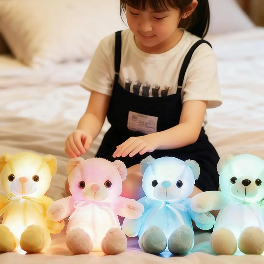 لعبة الدب المتوهجة الملونة القطيفة المضيئة الإبداعية تضيء LED دمية دب هدية عيد الميلاد هدية عيد ميلاد للأطفال #2