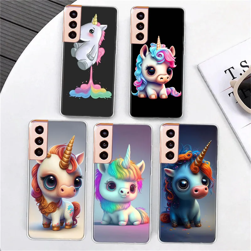 Cute Baby Unicorn Phone Case For Samsung A15 A25 A35 A55 Galaxy A70 A50 A40 A30 A20 A20E A20S A05S M12 M21 M30 M31 M32 M51 M5