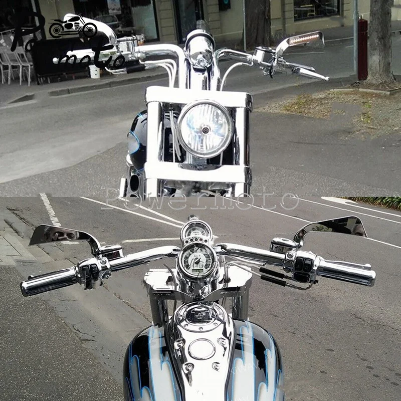 Motorcycle LED Lights 8mm Sickle Rearview Side Mirrors For Harley Street Glide Cross Bones Touring Dyna V-Rod Road King Softail - Image 2