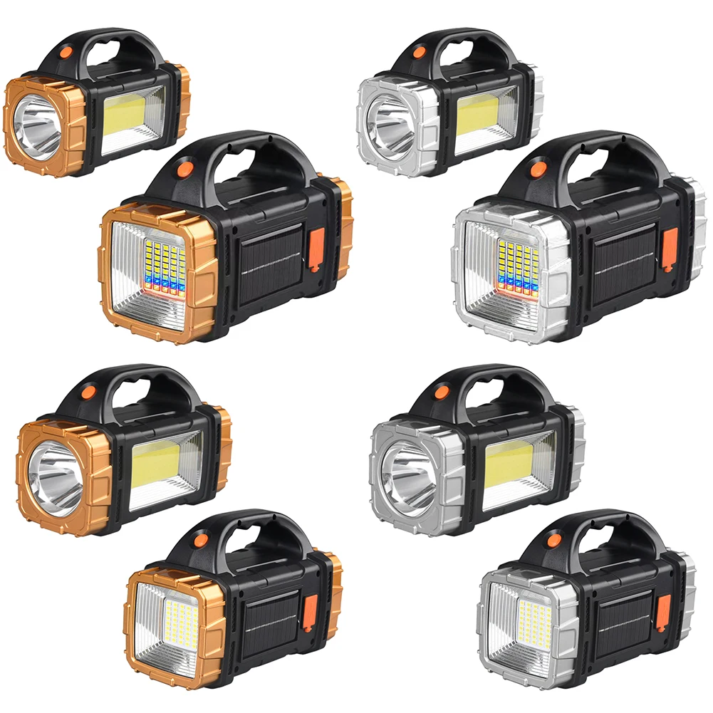

High Power LED Flashlight USB Rechargeable 8 Lighting Modes Power Bank IP44 Waterproof Solar Powered for Tactical Camping Hiking