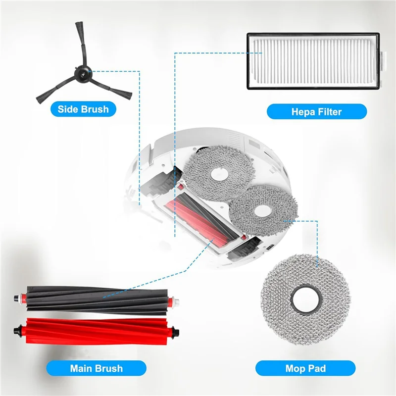 BAAN-2 Set Für Roborock Q Revo Master Roboter Staubsauger Wichtigsten Seite Pinsel Hepa-Filter Mopp Tuch Staub Taschen Ersatz Teile