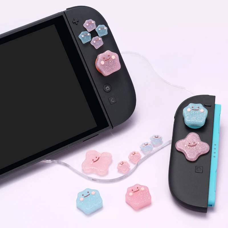 Bling Stars D-pad Cross Button ABXY Key Sticker Joystick Thumb Stick Grip Cap Cover For Nintendo Switch 2 NS2 Joy-con Skin Case