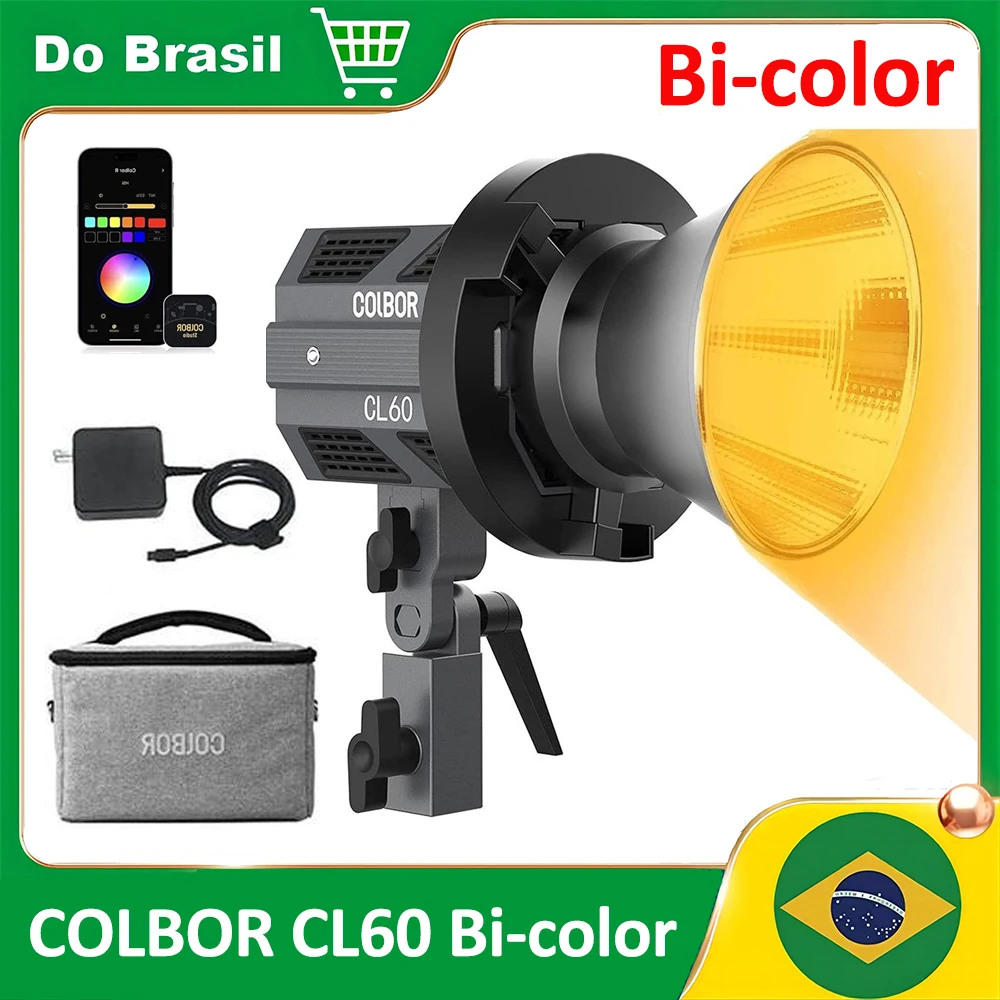 

【DO BRASIL】COLBOR CL60 Bicolor 2700-6500K LED Video Light APP Control Bowens Mount Photography COB Studio Shooting For Youtube