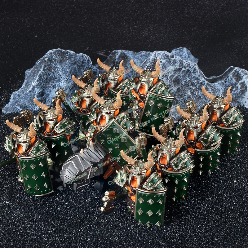 DT025 P8015 Figuras de Ação de Soldados Orc com Armadura Pesada do Jogo de Quadrinhos, Blocos de Construção Modelo Lobo Branco, Acessórios de Brinquedos