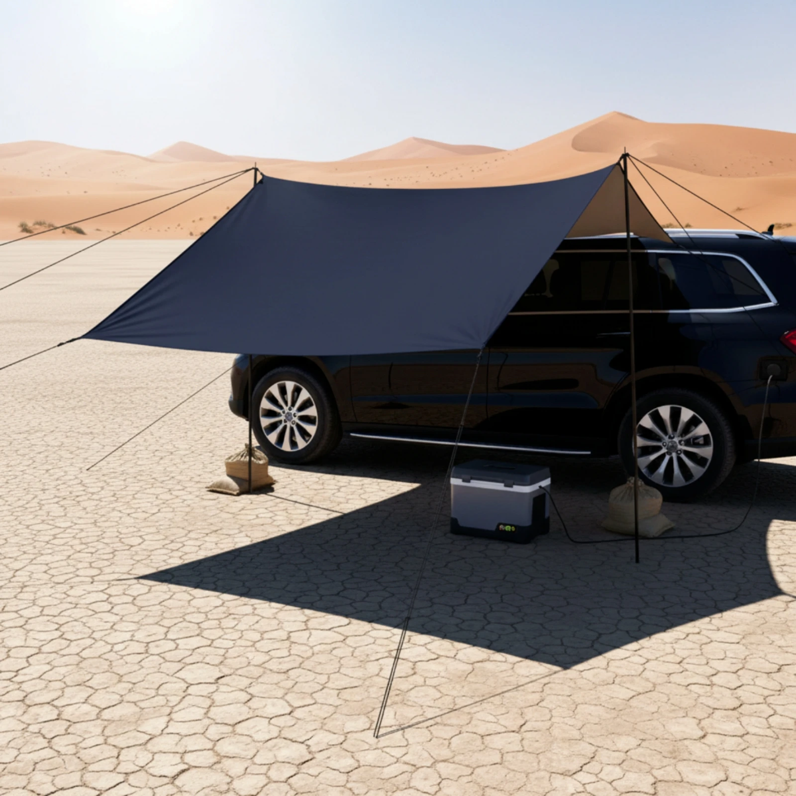 Car-Side Awning Waterproof Car Side Awning SUV Canopy Tarp Oxford Material Vehicle Sun Shelter Black for Road Trips