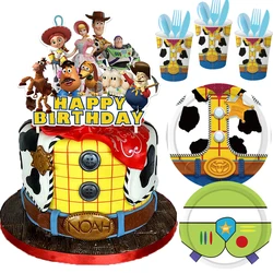 Disney Toy Story Birthday Party Decorations Cup Plates Tablecloth Balloons Cake Toppers Gift Box Toys Baby Shower Party Supplies