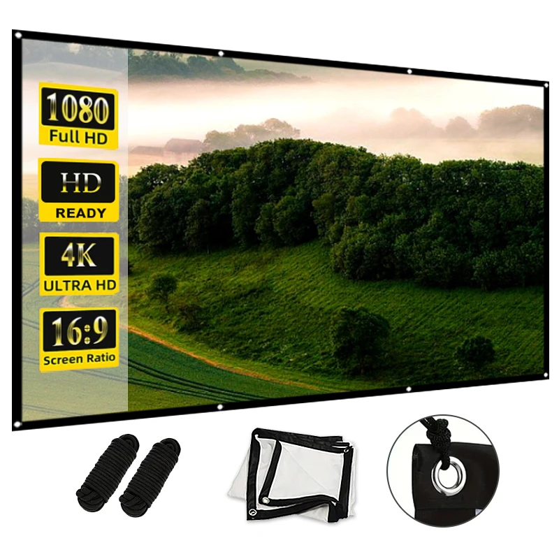 60-150 inch projection screen with rope, supporting double-sided projection, dedicated projection screen for projectors