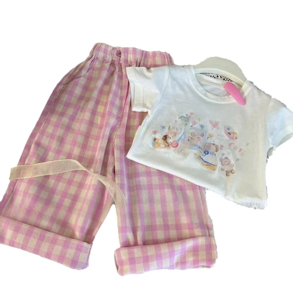 Bear Leader 3-7 سنوات صيف جديد الاطفال ملابس الفتيات ملابس كاجوال الكرتون الحيوان تي شيرت مطبوع + الوردي متقلب السراويل 2 قطعة مجموعة #5