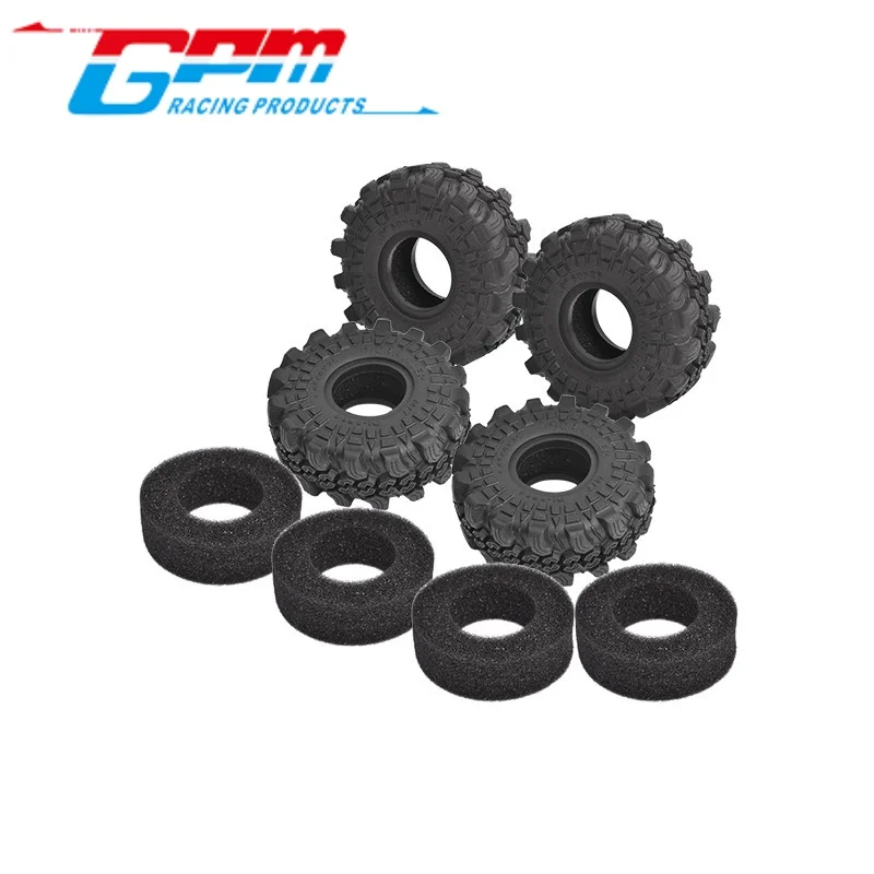 GPM TRX4MZSP1214 WIDEN 1.0 INCH HIGH ADHESIVE CRAWLER RUBBER TIRES 60MM x 25MM WITH FOAM INSERTS FOR TRAXXAS 1/18 TRX RC Upgrade