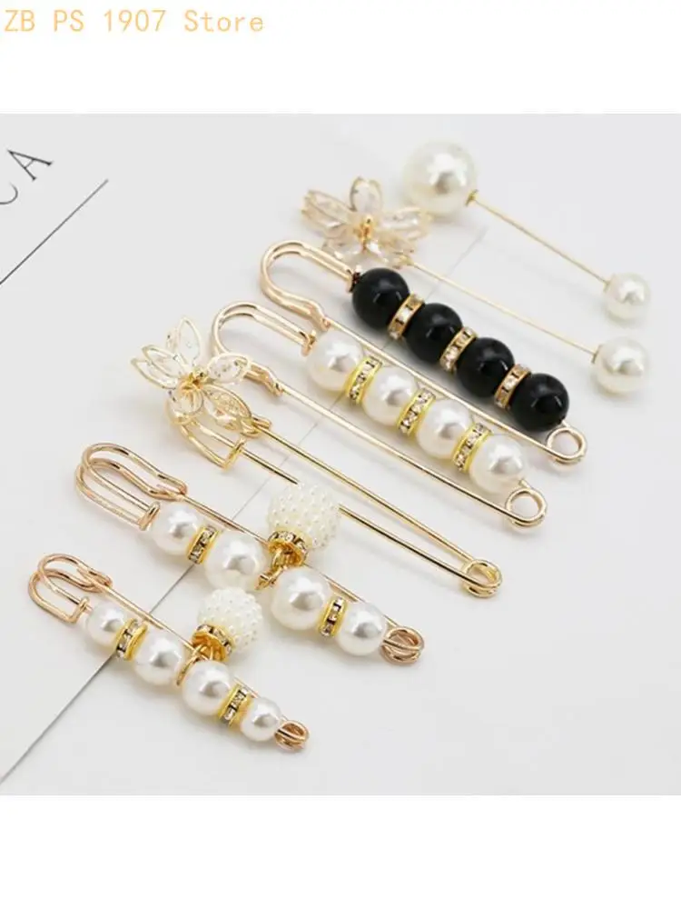 10 Pcs pearls Brooches Dress Clothing Pin Waist Pants Extender Collar Safety Pin 55KA