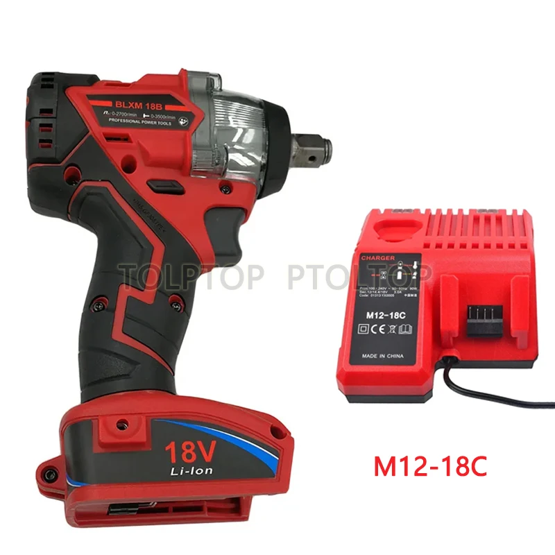 for Milwaukee 18V Lithium Battery Trechargeable Brushless Impact Wrench Screwdriver Electric Power Tool, M12-18C Battery Charger