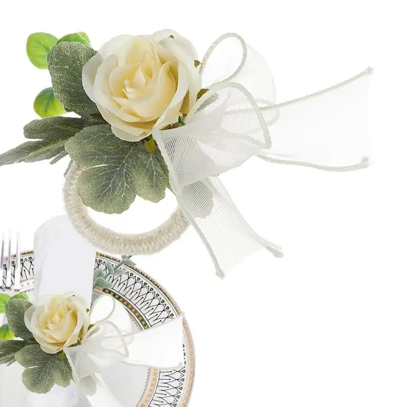 Flower Ring Napkin Holder Rose Holder Ring Napkin Holiday Serviette Buckles Table Setting Decoration Dinner Tables Rings