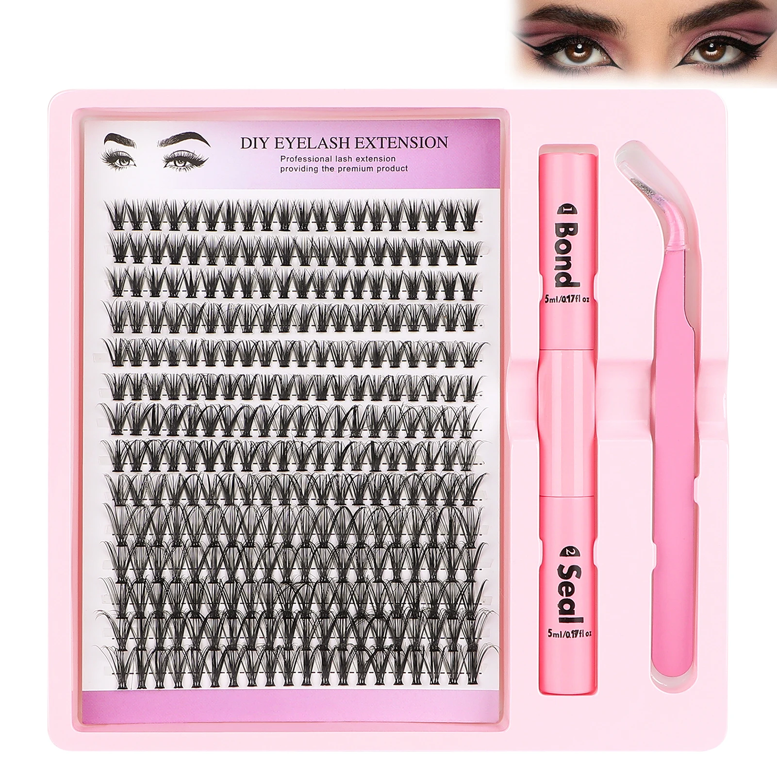 Kit d'extension de faux cils 30D, pince à épiler, colle ull et scellée, 280 pièces, pour maquillage professionnel