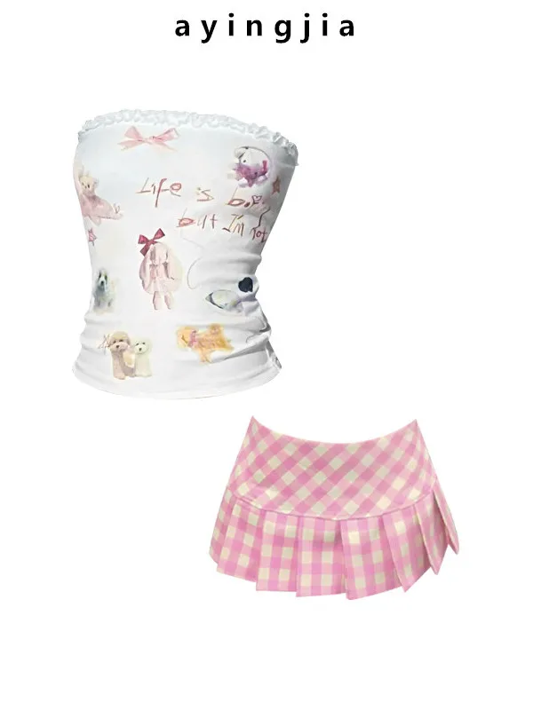 

Kajimi American Retro Sweetheart Spicy Girl Slimming Vest Top Original Print ter Ne Casual Faion plus Size Women's Clo...